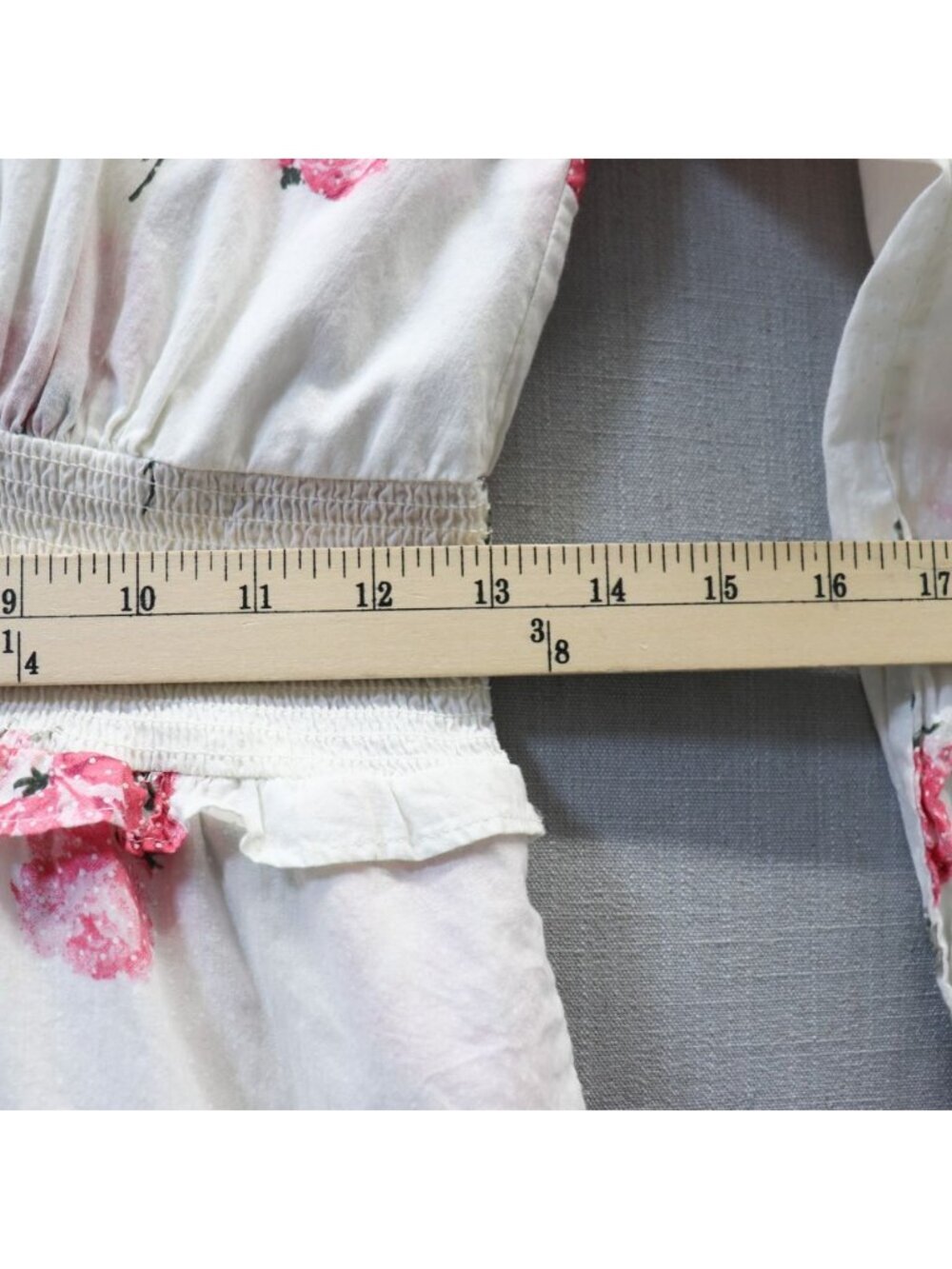 LoveShackFancy Firefly Dress Paradise Pink Floral Smocked Midi S/M Cotton V-Neck - Picture 13 of 16